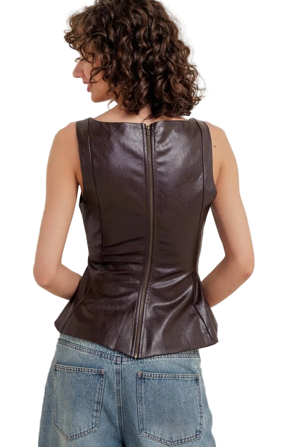 BROWN LEATHER TANK TOP