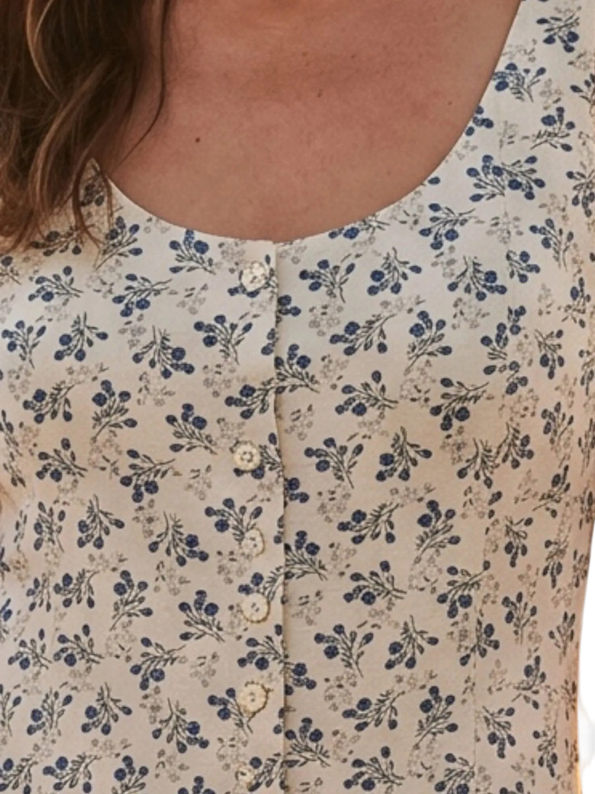 SLEEVELESS BLUE FLORAL PRINT DRESS