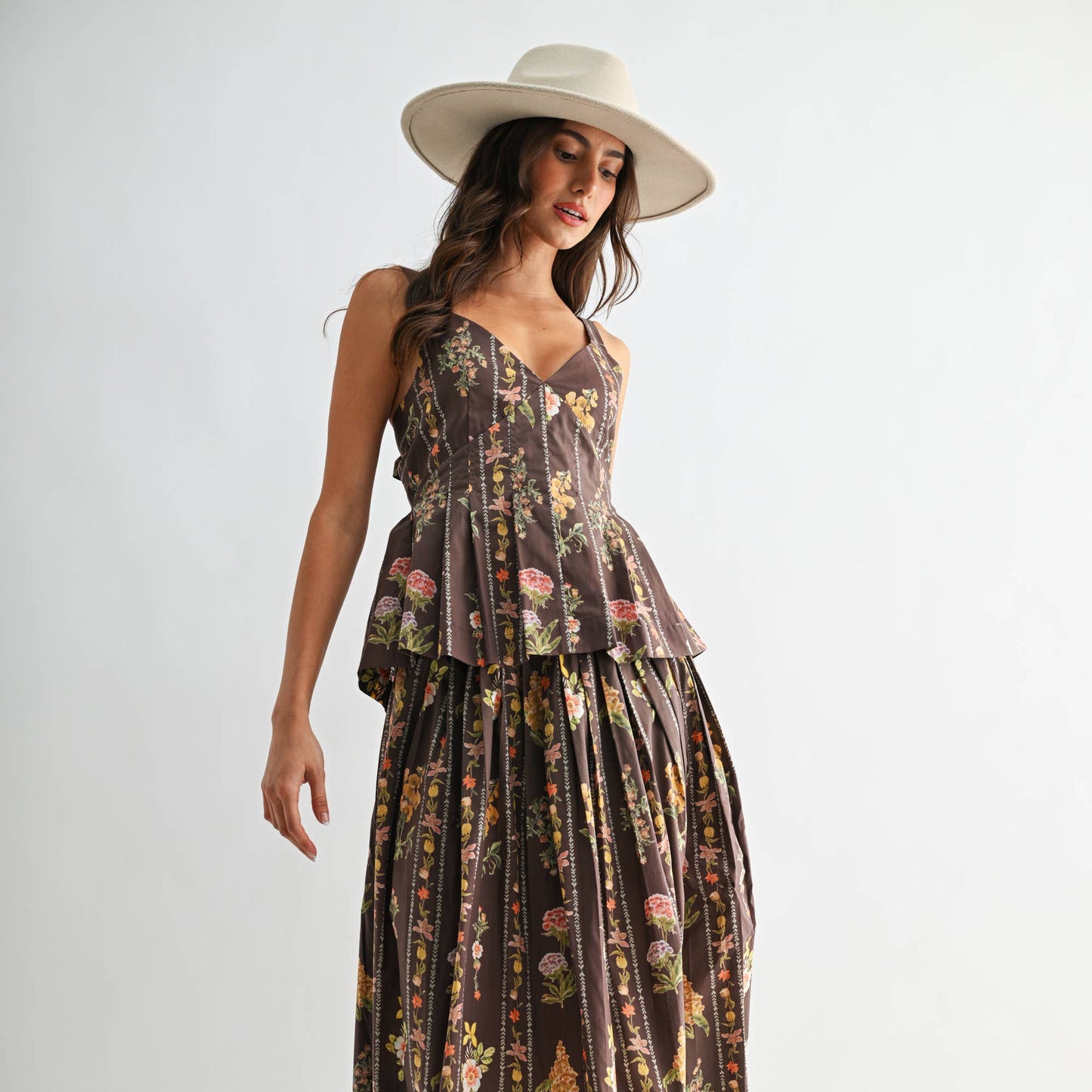 FLORAL PRINT TOP AND SKIRT SET - PREORDER FOR MID JULY