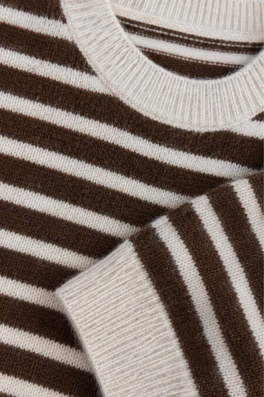 ULTRA SOFT TOUCH BROWN AND CREAM STRIPED SWEATER