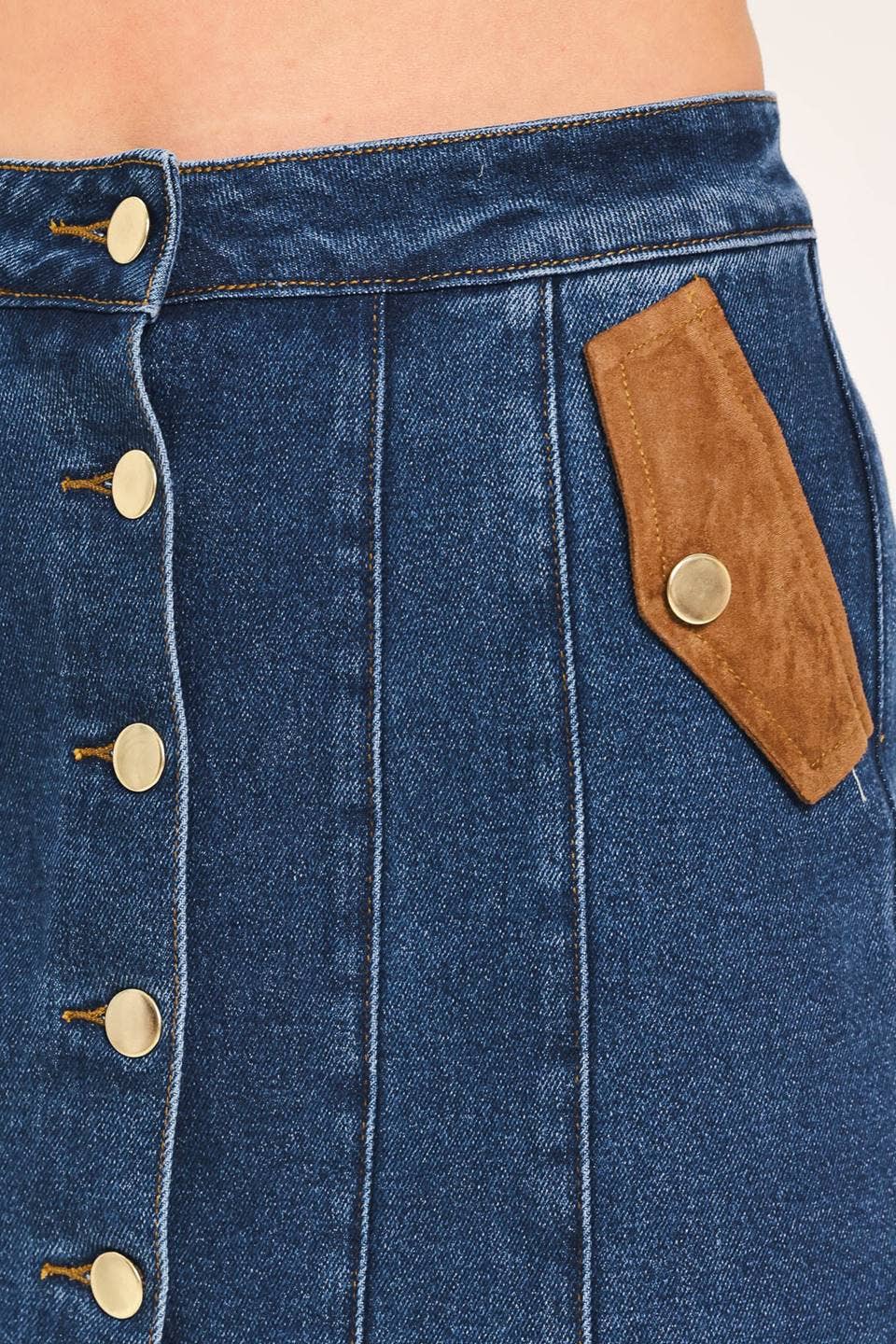 DENIM SKORT WITH FRONT BUTTON CLOUSRE