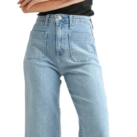 PATCH POCKET HIGH WAIST WIDE LEG JEAN