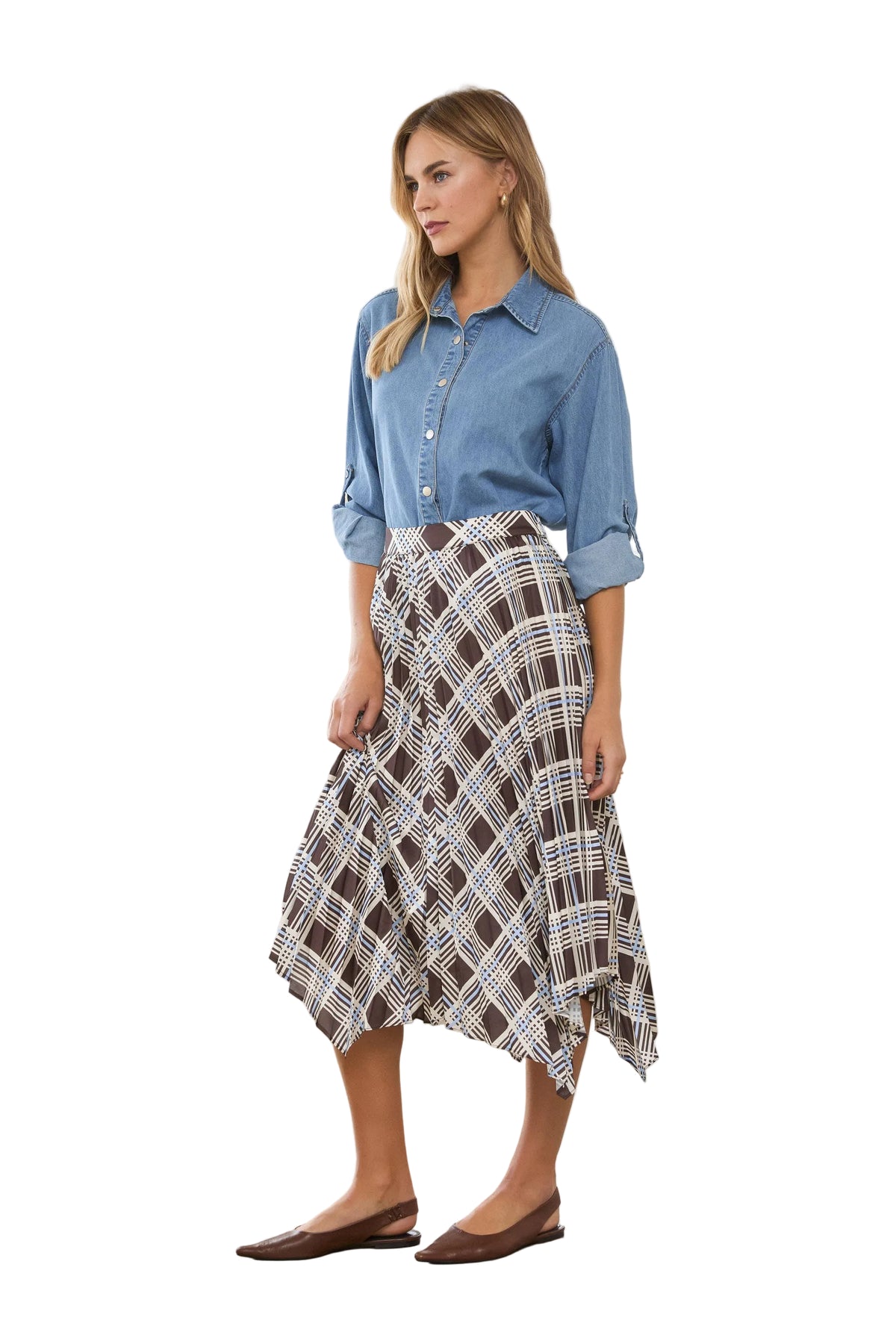 PLAID PLEATED SKIRT