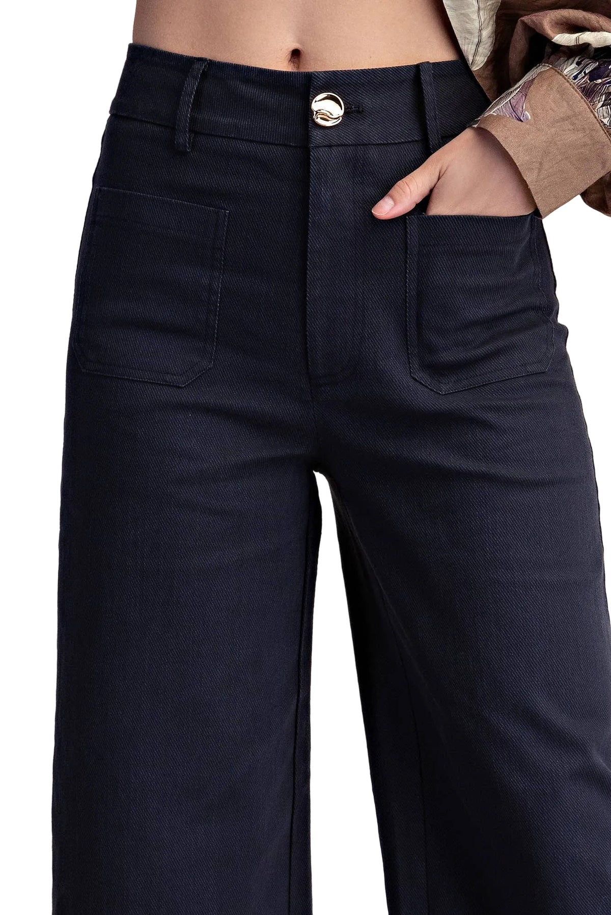 NAVY STRETCH HIGH RISE PANTS