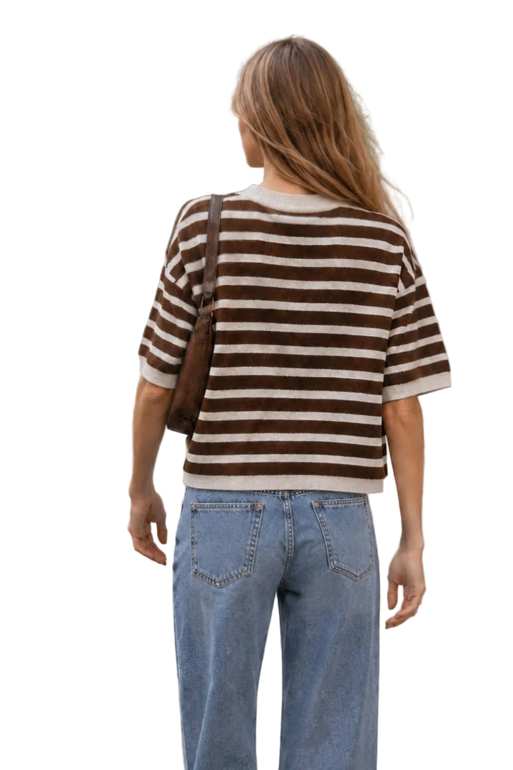 ULTRA SOFT TOUCH BROWN AND CREAM STRIPED SWEATER