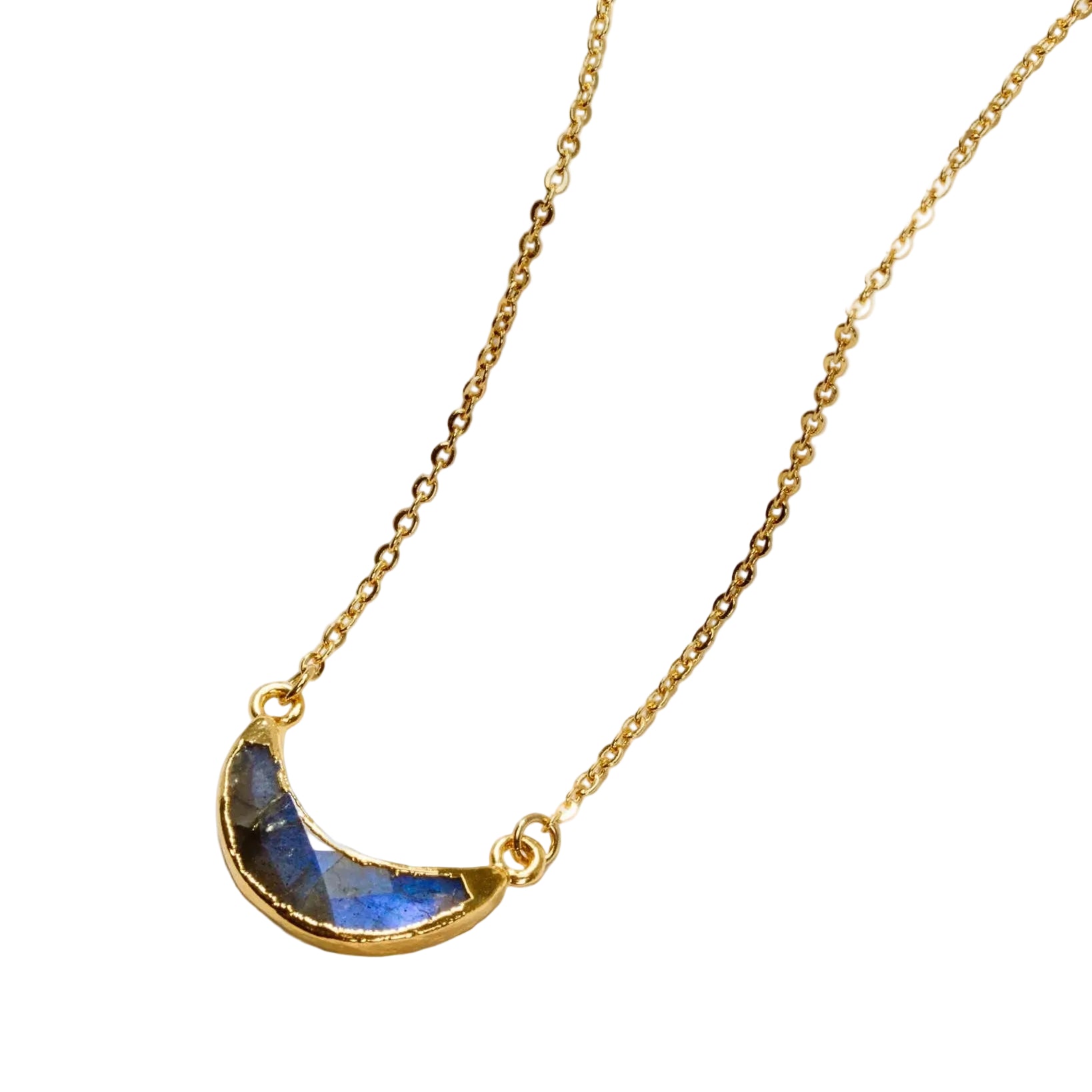 14KT GOLD PLATED ECLIPSE NECKLACE - LABRADORITE