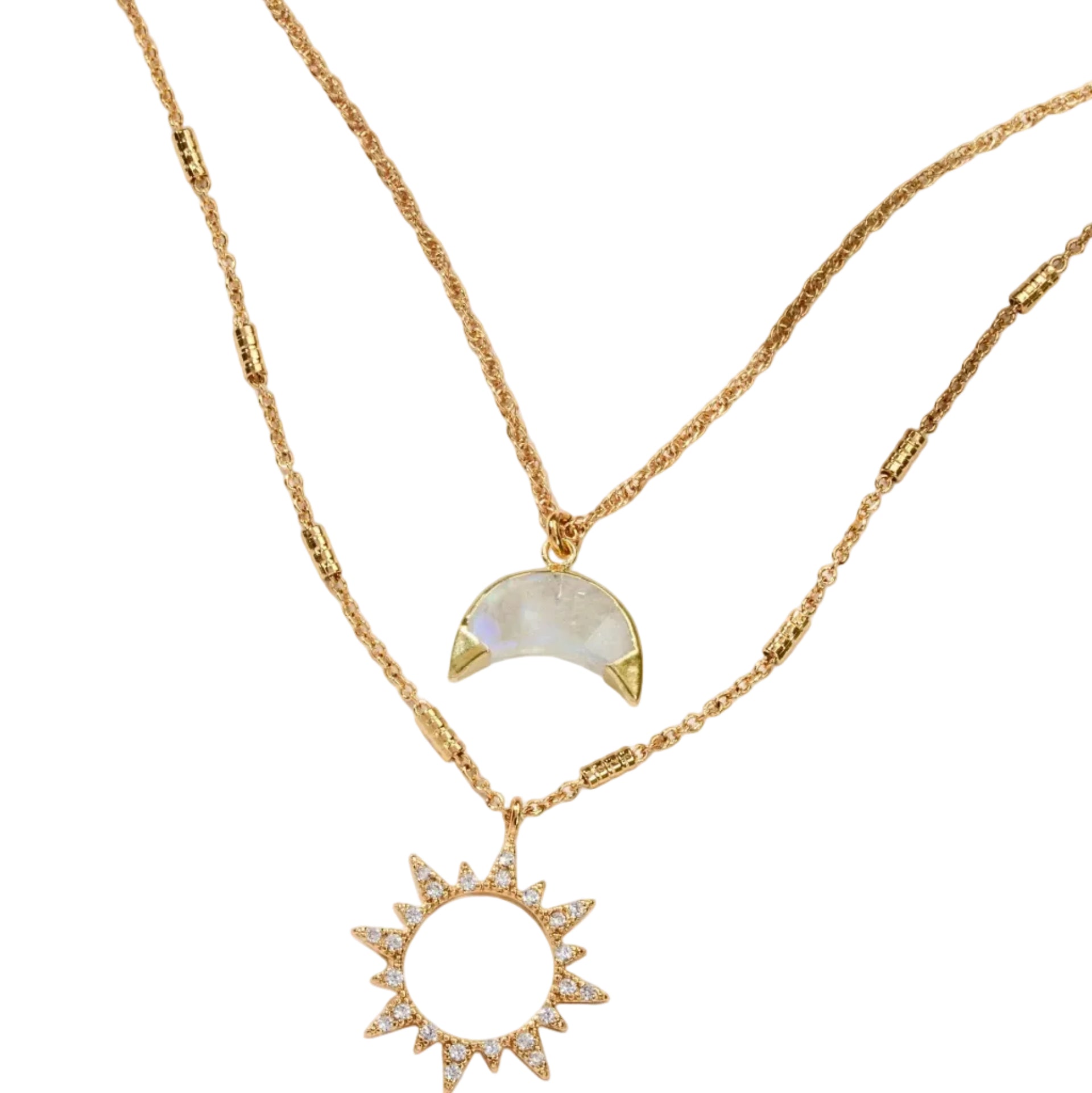 LIVE BY THE SUN, LOVE BY THE MOON NECKLACE SET- MOONSTONE