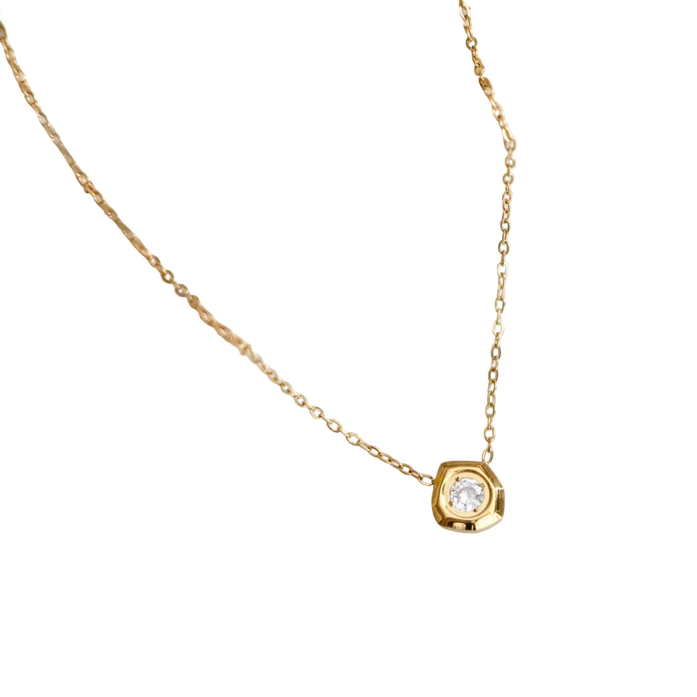 ZIRCON GEOMETRIC NUGGET NECKLACE - WATERPROOF