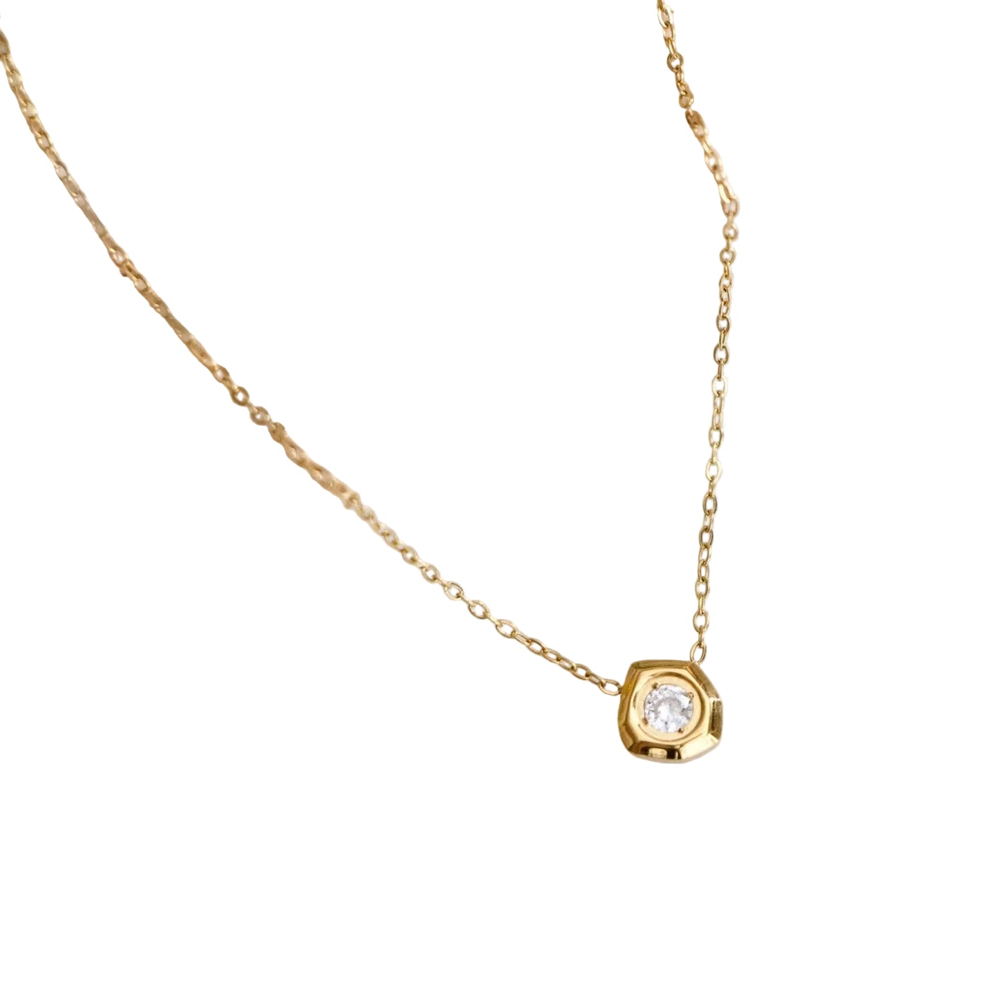 ZIRCON GEOMETRIC NUGGET NECKLACE - WATERPROOF