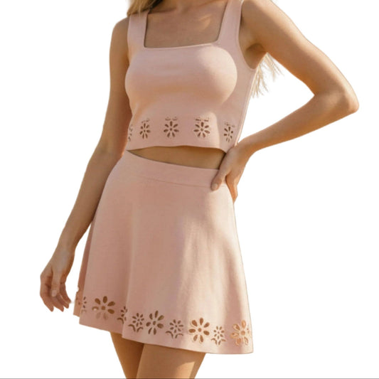 EYELEY DETAIL SWEATER SET PALE PINK