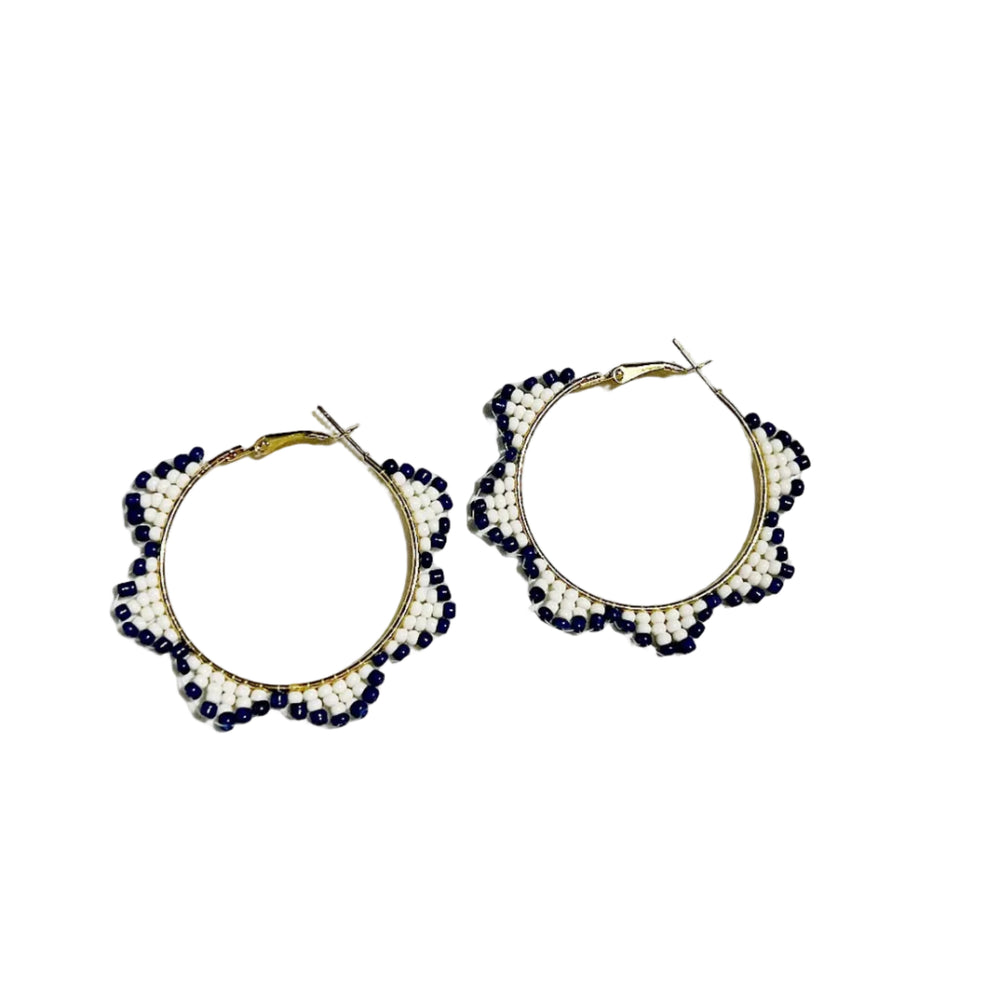 BOHO GOLD HOOP ROUND EARRINGS DANGLE TEXTURED BRASS SCALLOP