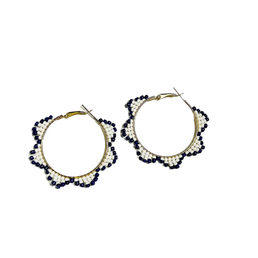 BOHO GOLD HOOP ROUND EARRINGS DANGLE TEXTURED BRASS SCALLOP