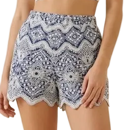 NAVY EMBROIDERED SHORTS