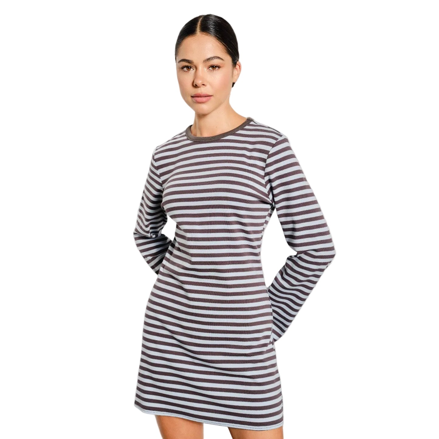 MIRA STRIPED DRESS - BLUE/GRAY