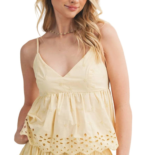 EYELET EMBROIDERED CAMI TOP
