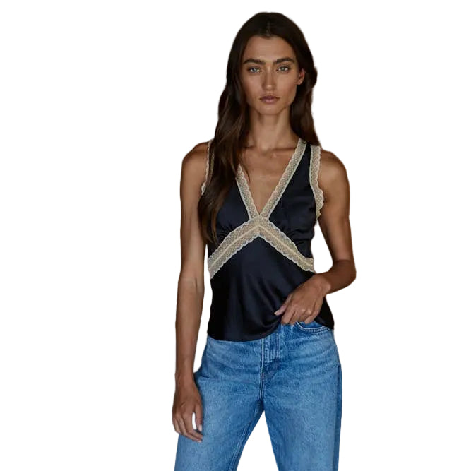 WOVEN SATIN LACE TANK