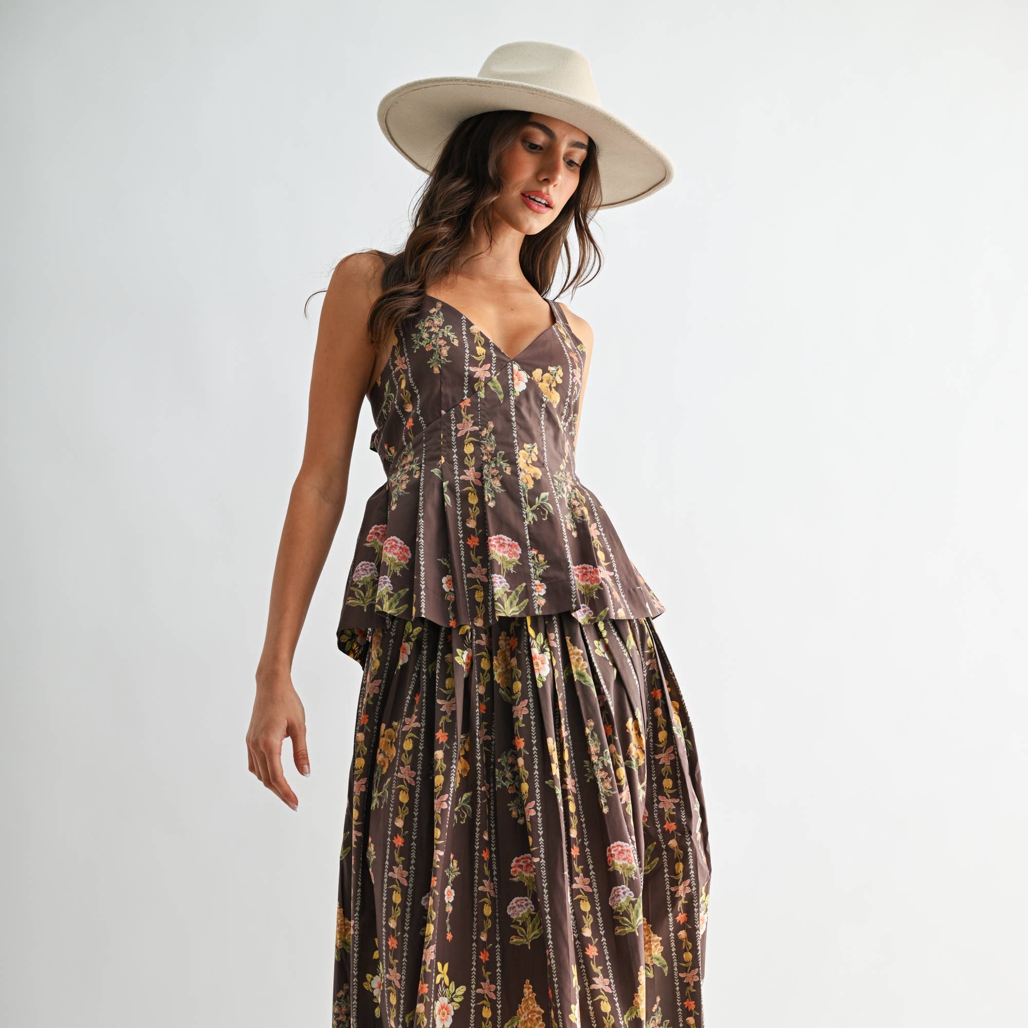 FLORAL PRINT TOP AND SKIRT SET  - PREORDER FOR MID JULY