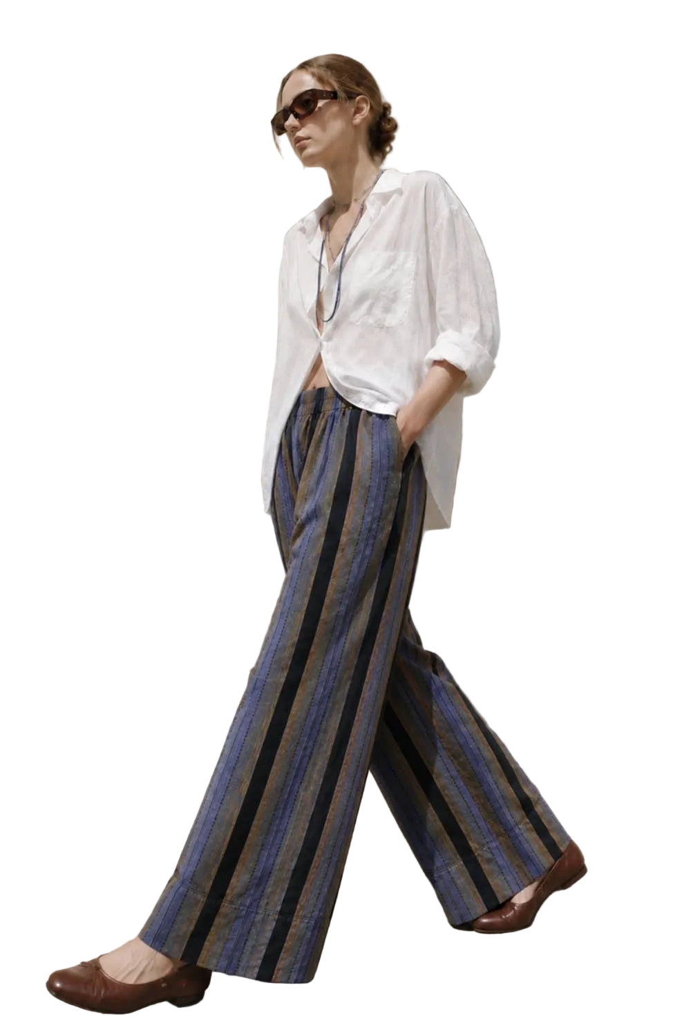 LINEN STRIPE PULL ON PANTS