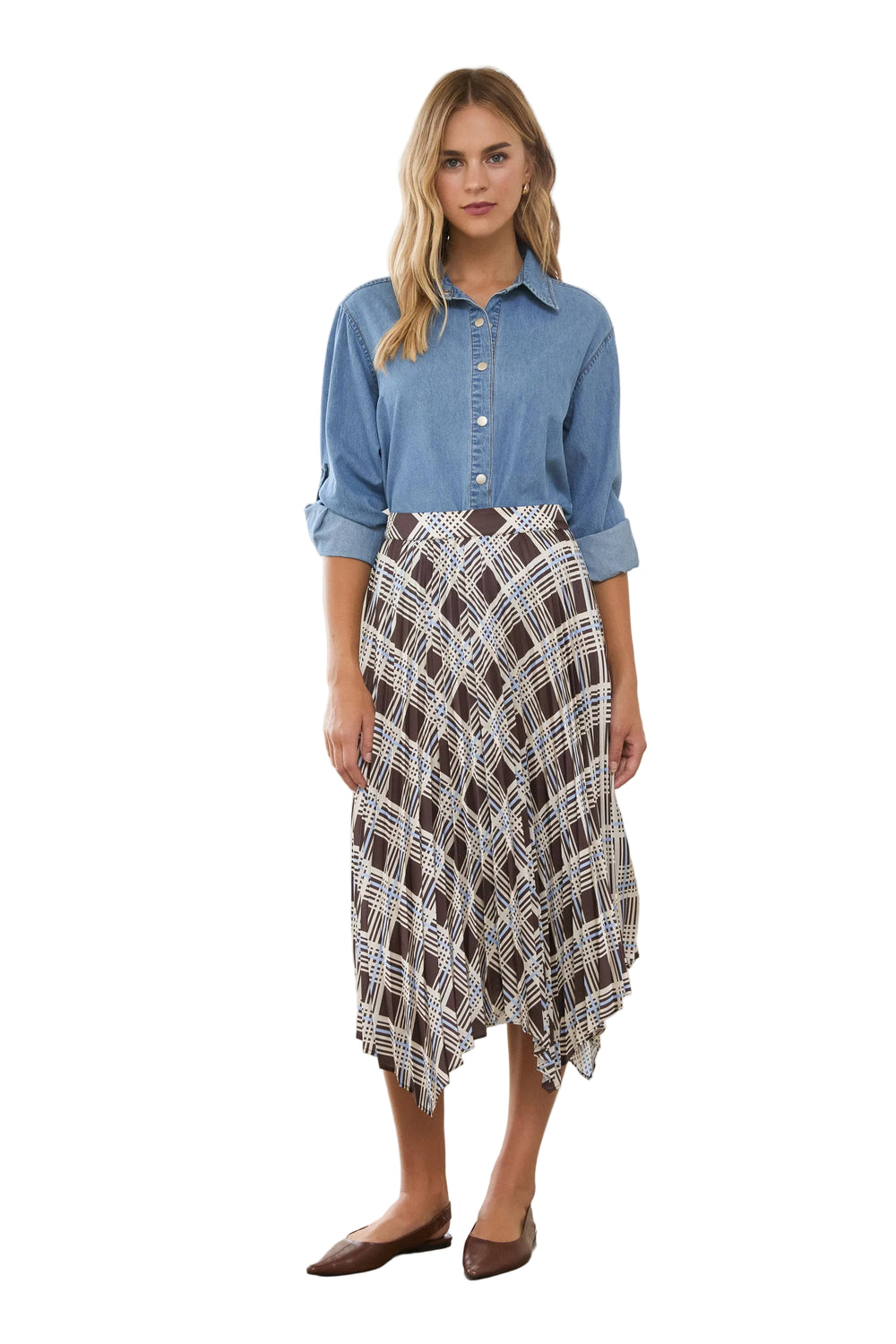 PLAID PLEATED SKIRT