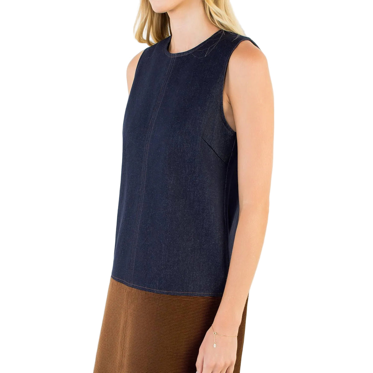 CORDUROY AND DENIM DRESS