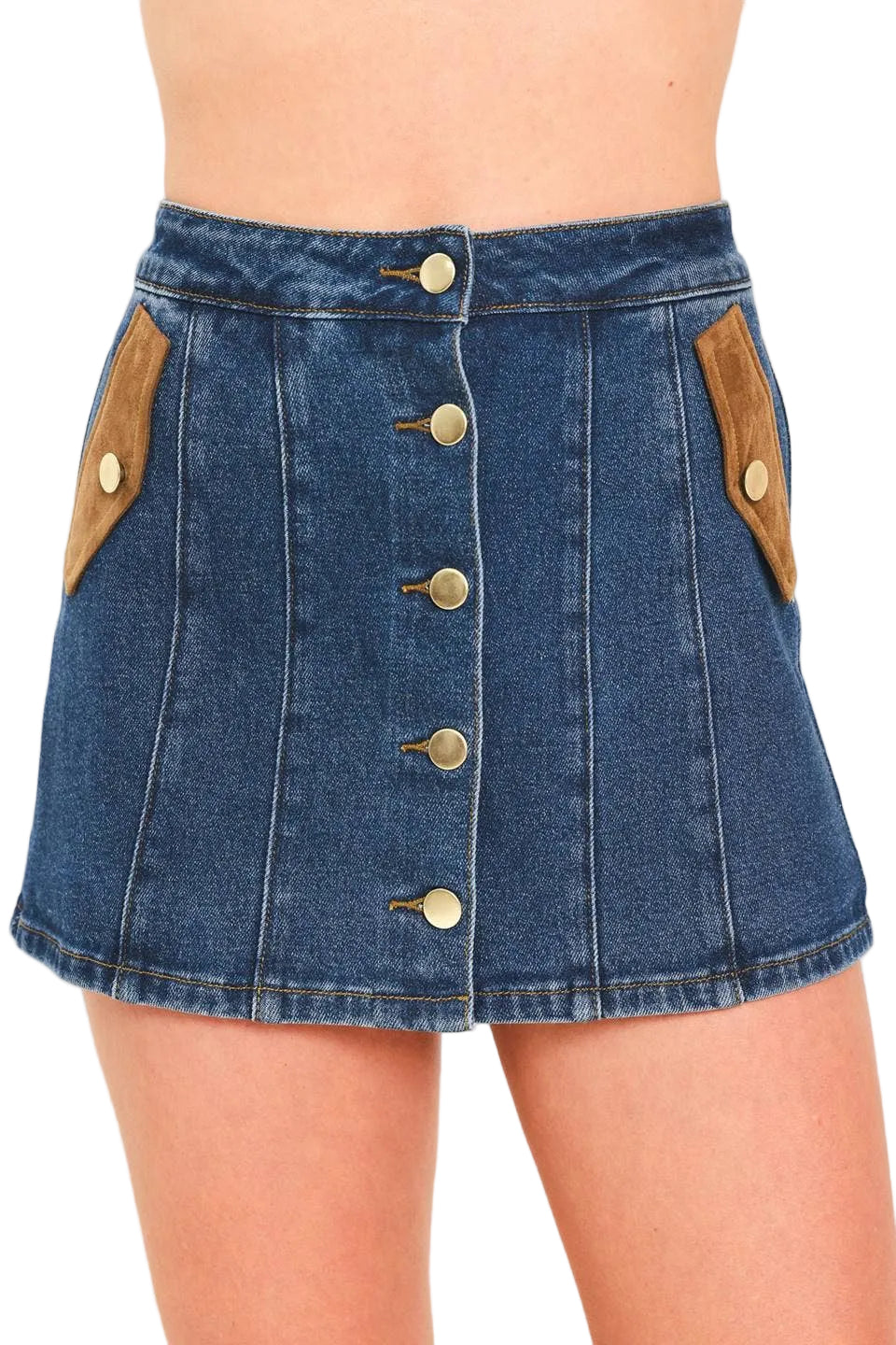 DENIM SKORT WITH FRONT BUTTON CLOUSRE