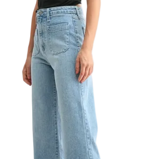PATCH POCKET HIGH WAIST WIDE LEG JEAN