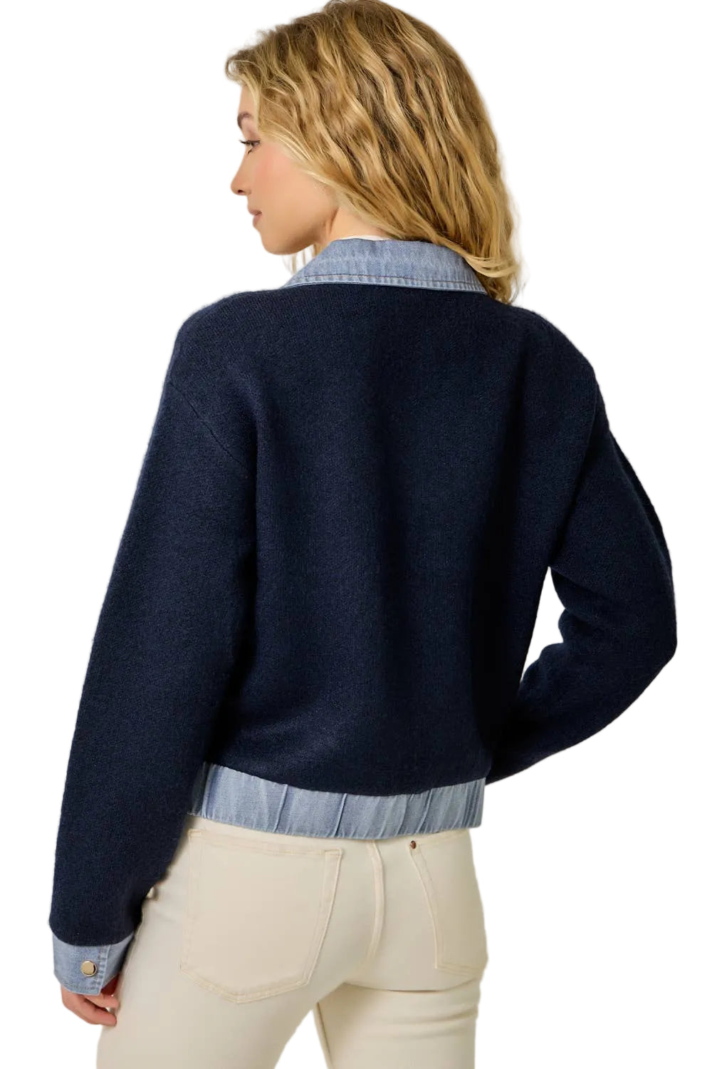 DENIM CONTRAST SWEATER JACKET