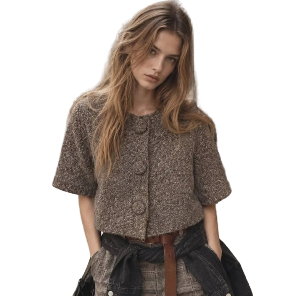 COVERED BUTTON KNIT CARDIGAN