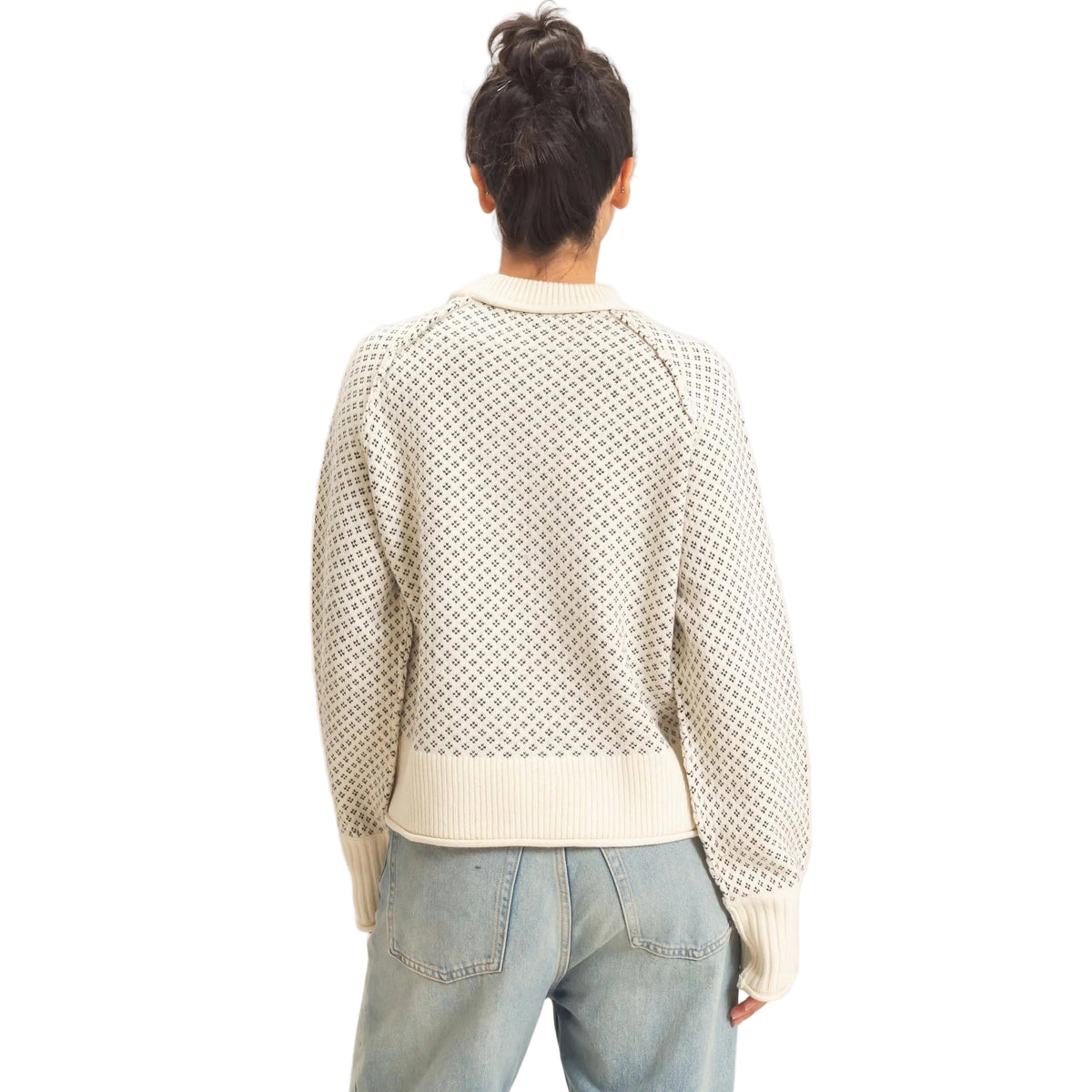 PATTERNED MOCK NECK SWEATER