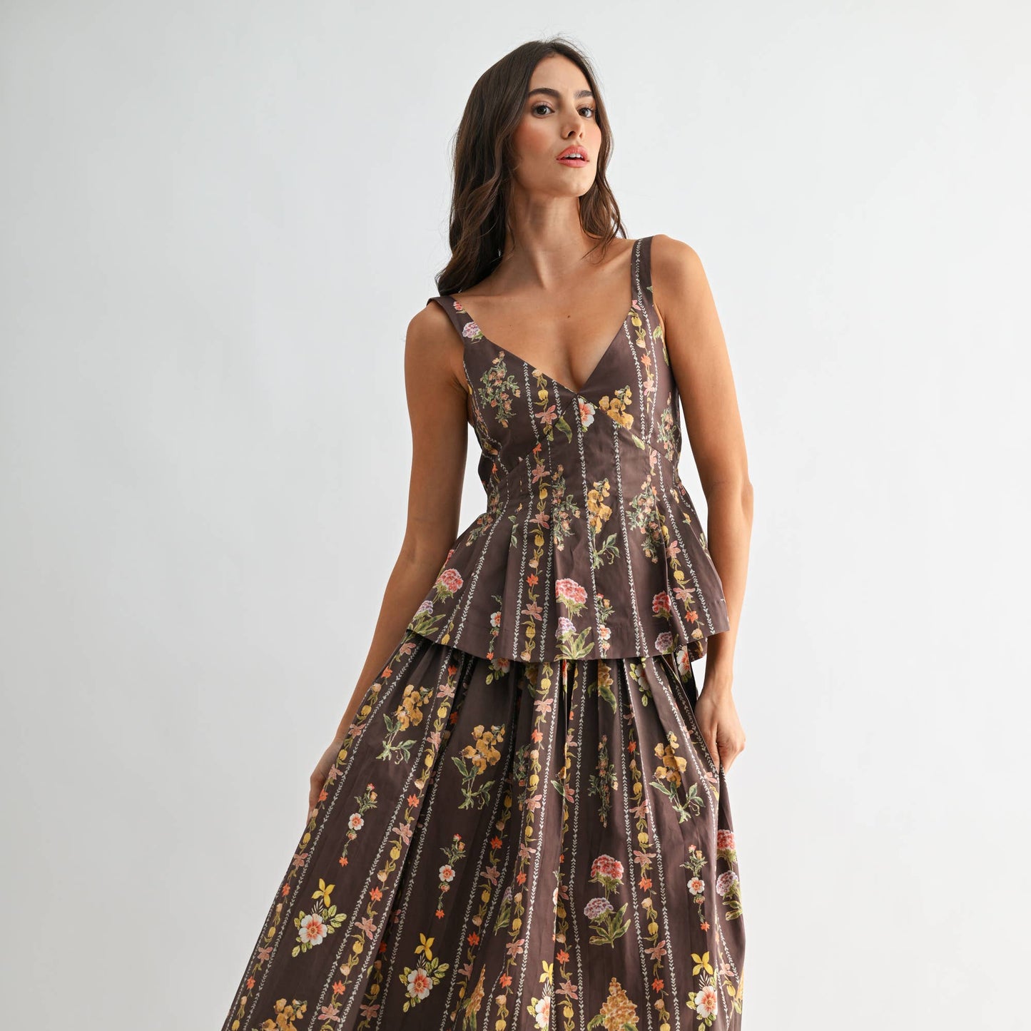 FLORAL PRINT TOP AND SKIRT SET  - PREORDER FOR MID JULY