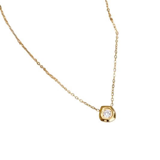 ZIRCON GEOMETRIC NUGGET NECKLACE - WATERPROOF