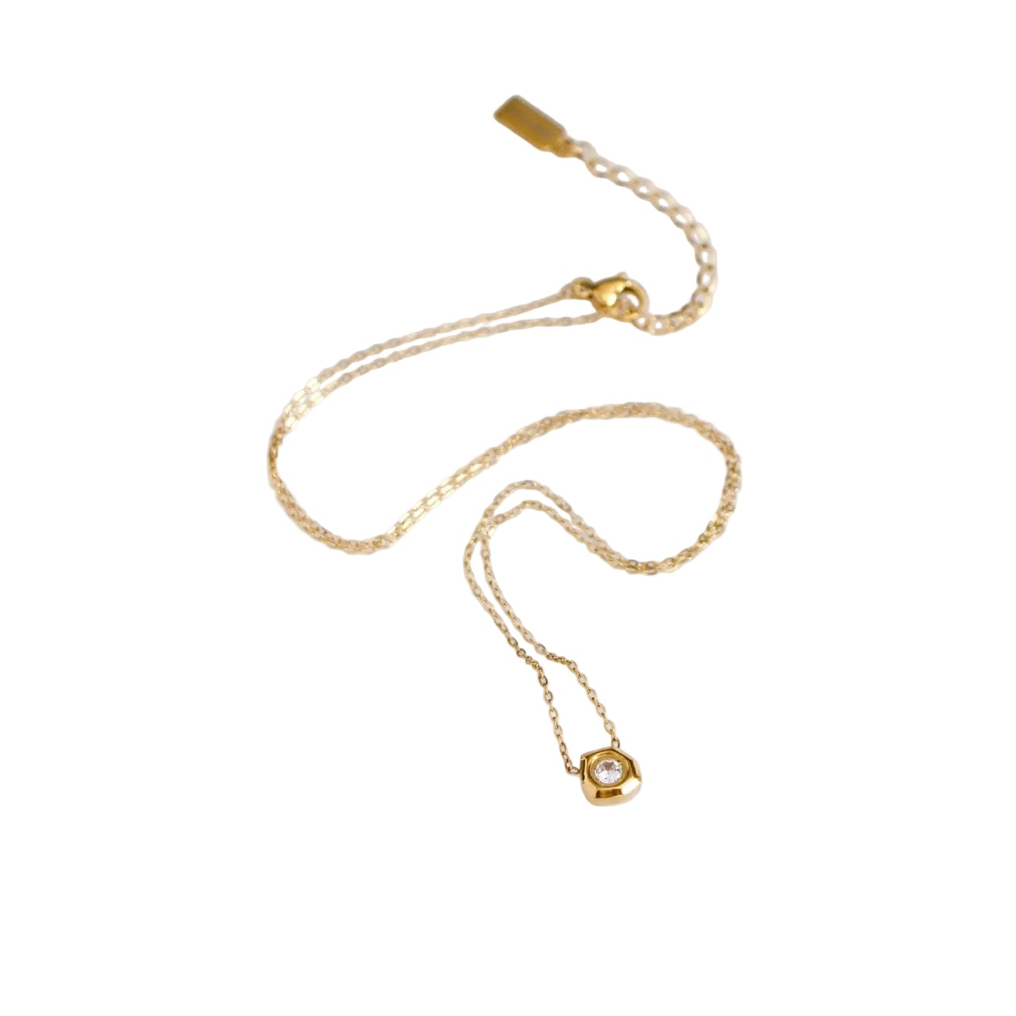 ZIRCON GEOMETRIC NUGGET NECKLACE - WATERPROOF